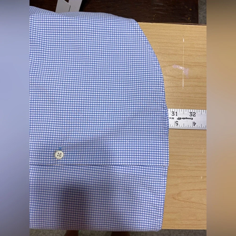 Banana Republic 120s Supima Cotton Gingham Dress Shirt Light Blue Men’s Medium